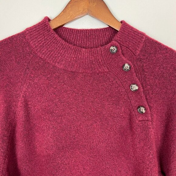 J Crew Sweater Womens Medium Maroon Button Preppy‎ Extra Soft Yarn Wool Blend M - Picture 3 of 13